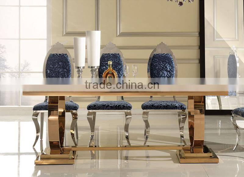 Contemporary stainless steel legs marble luxury dining table, marble top dining table, stone dining table AH6130