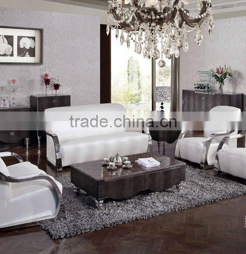 modern thick mdf cabinet coffee/center tables with high quality stainless steel legs