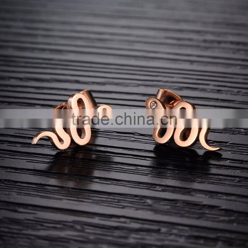Latest Design Fashion Stainless Steel Snake Animal Stud Earring for Women Girls