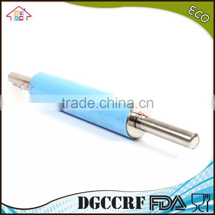 NBRSC High Quality Non Stick stainless steel Silicone Rolling Pin Set with Silicone Baking Mat Ball Bearings