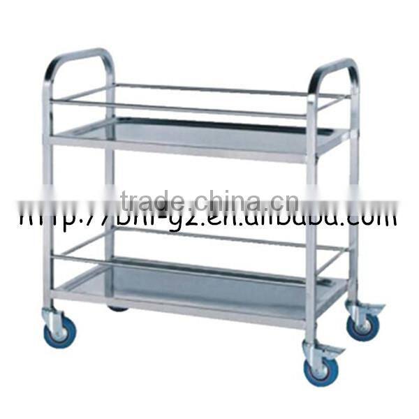 Guangzhou hotel and restaurant supplies stainless steel two tier mobile kitchen island breakfast bar food food trolley C265