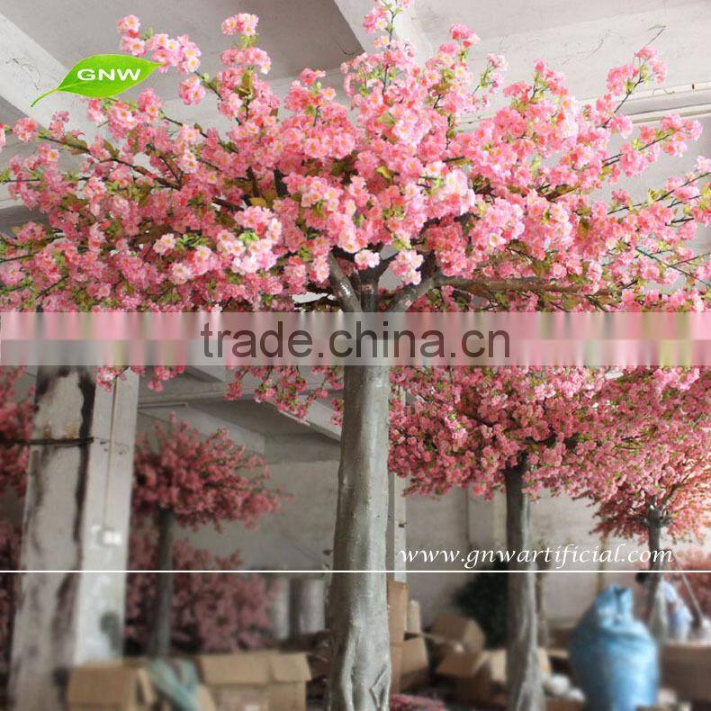 GNW BLS019 New-year Artificial Tree Trunk with Fiberglass and Cherry Flowers 10ft Tall Actory in China