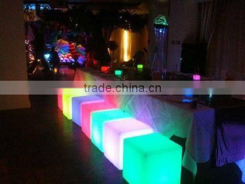 hotel and resorts used led cube shaped chair led glowing coffee table