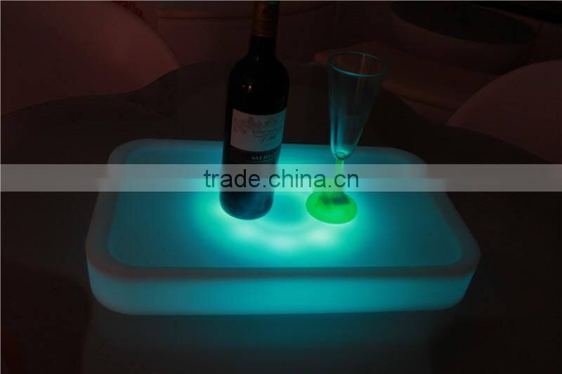 Wireless remote control bar and club used illuminated round mini bar tray led tray