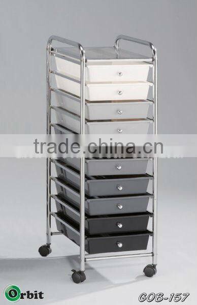 Home furniture space saver with wheels, 10 tier plastic drawer storage cart