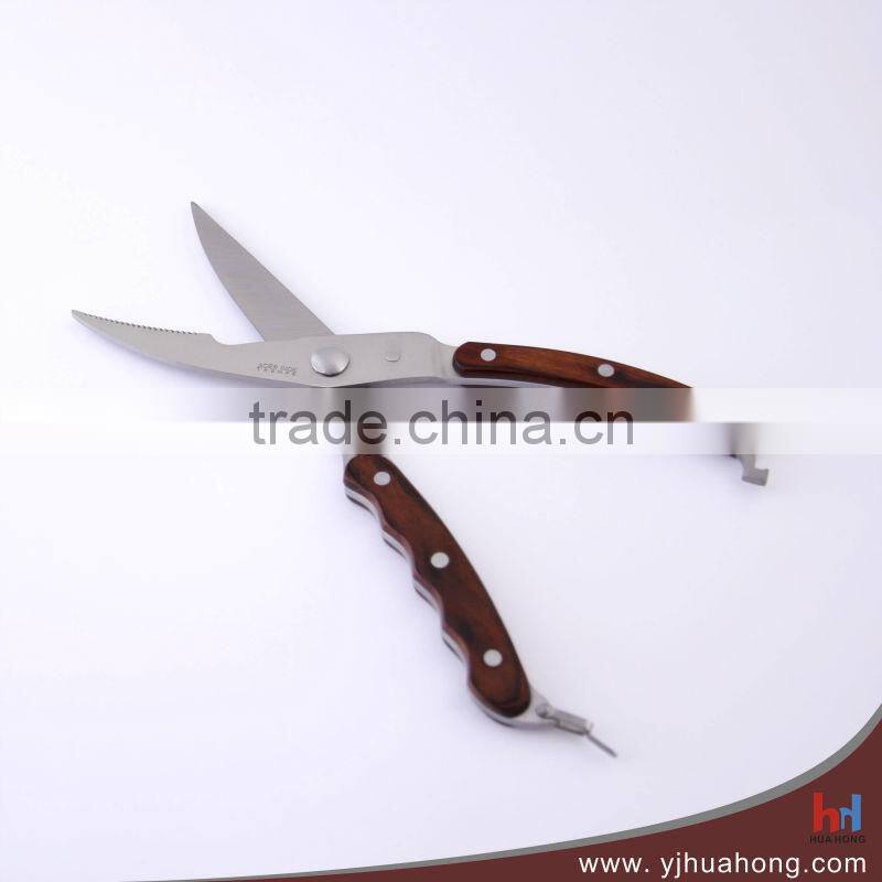 10" Pakka wood handle chicken bone scissors,poultry scissors