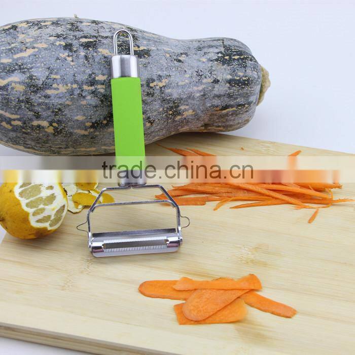 Hot Sale Two Blades Green Rubber Handle Peeler