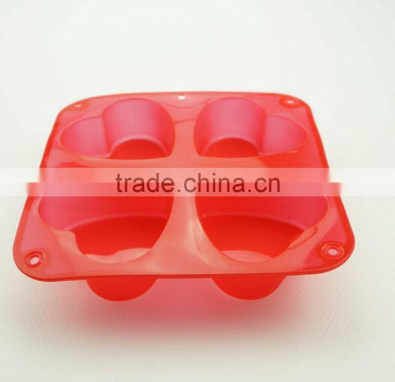 11193 Top Quality Silicone Flexible 4 Cavity Heart Shaped Soap Molds