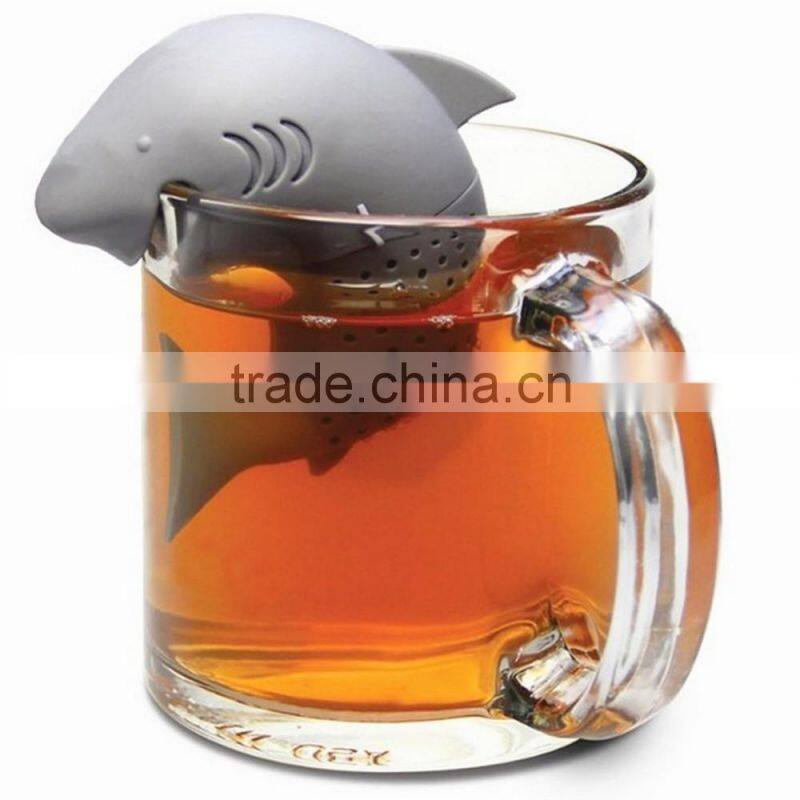16159 Silicone Shark Infuser Loose Tea Leaf Strainer Herbal Spice Filter Diffuser