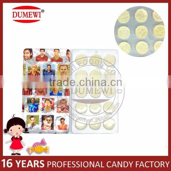Football Star Letter Dry Cow Milk Tablet Candy