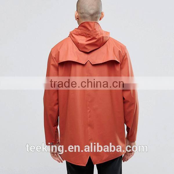 custom button-up plain men's waterproof rain jacket