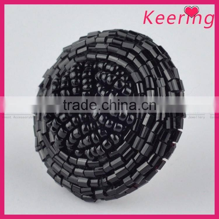 2016 new arrival black custom beaded decorative buttons for clothing WBKA-300