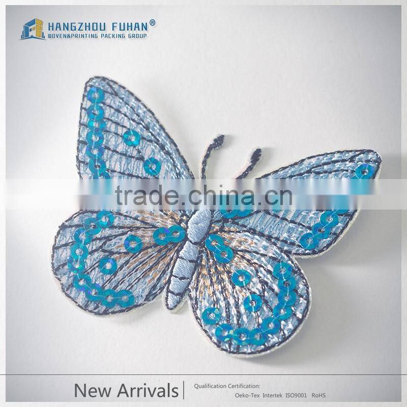 Custom Garment Butterfly Sequin Embroidery Badges