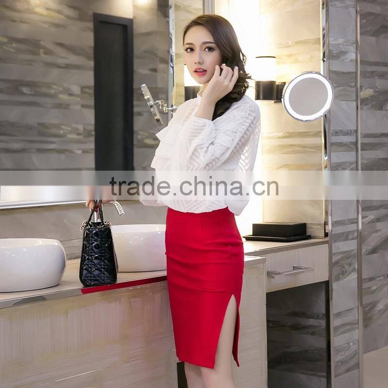 The New Korean Front Slit Skirt Was Thin Step Package Career Skirt Summer Bust Elastic Step Skirt