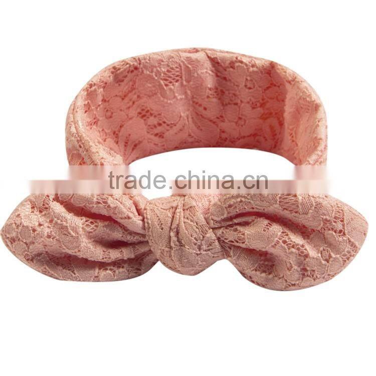 Turban lace baby headband braided knot lace elastic headbands from China manufactory