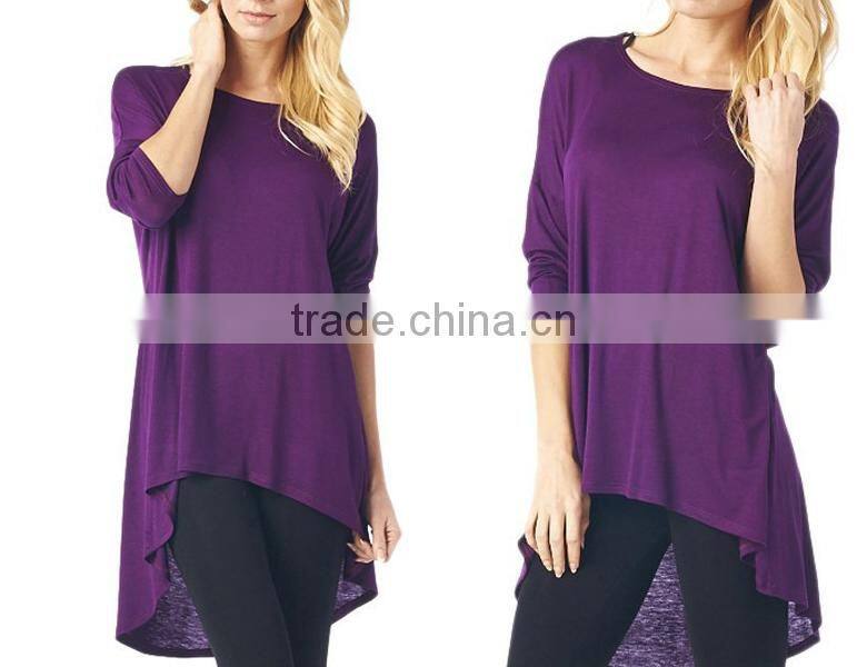 with 3/4 Sleeves woman plain t-shirt dress