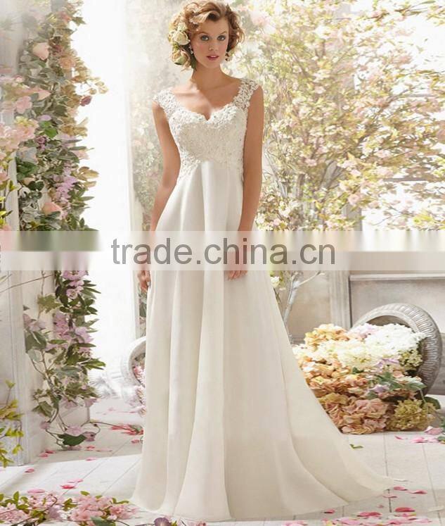 white see through corset lace bodice v neck ladies wedding dress