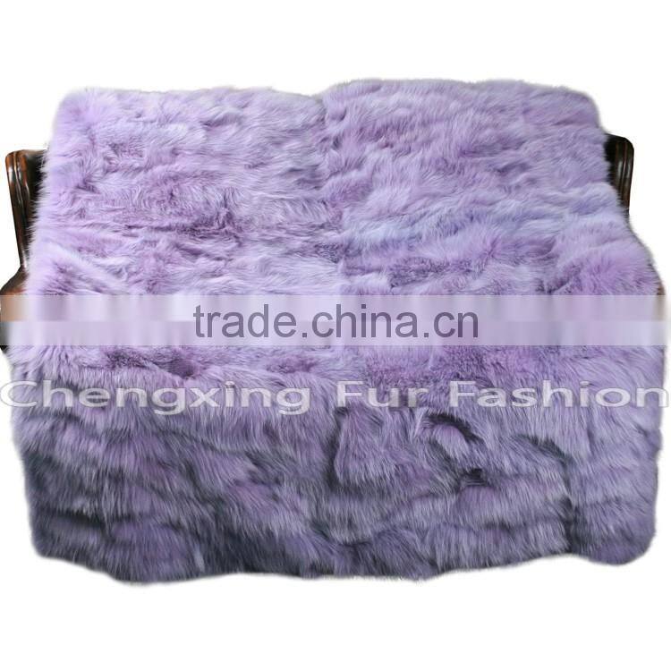 CX-D-123 Home Decora Patchwork Fox Fur Throw Blanket