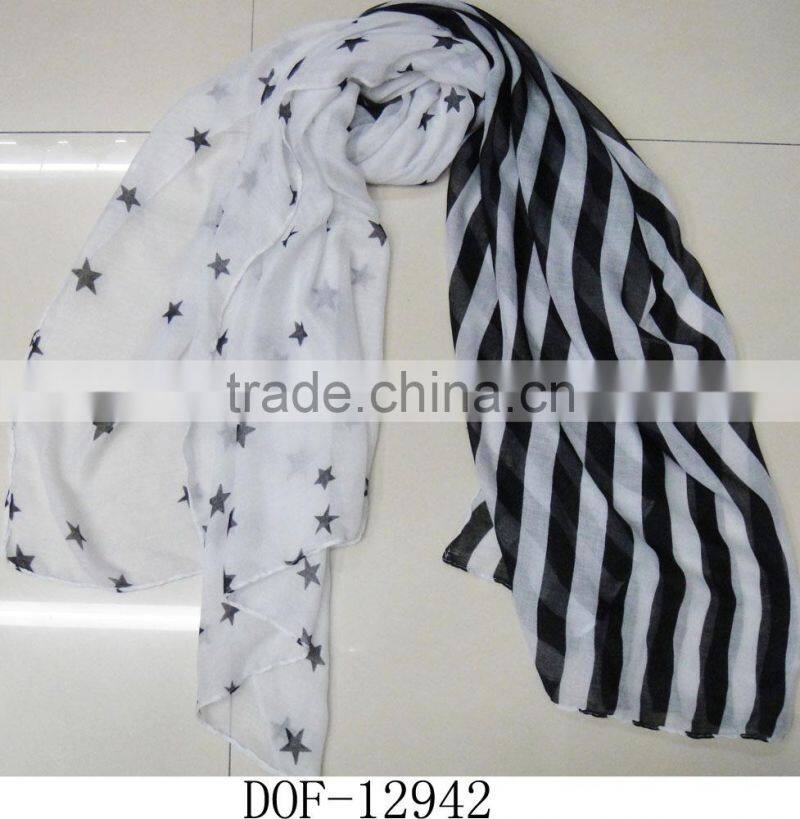 Fashion summer chiffon print star flag designer scarf