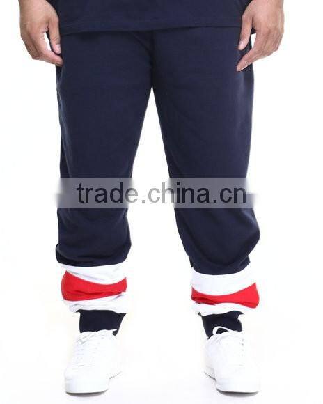 adjustment draw-strings waistline pants Pieced contrasting color block design Sweatpant plus size casual pant