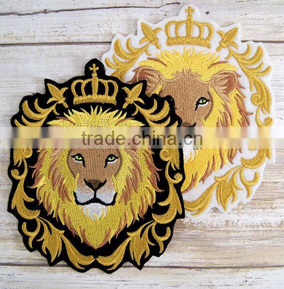 Custom high quality embroidered lion patch for clothes embroidery patch made in china choose size/color