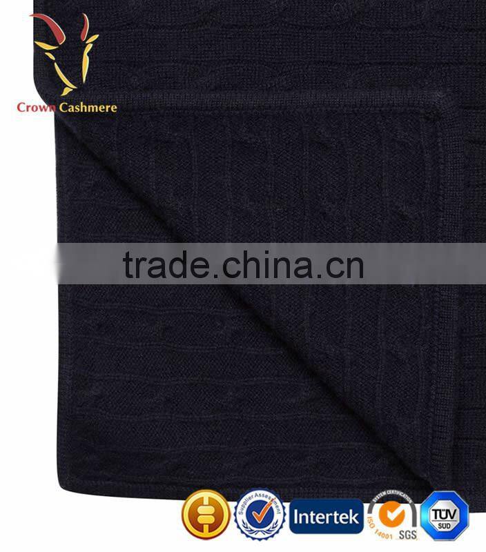 High Quality Cable Knitted Cashmere Baby Blanket