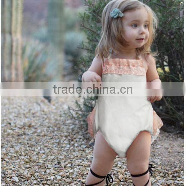 Halter Summer 100%Cotton Lace Ruffles New Baby Romper Design