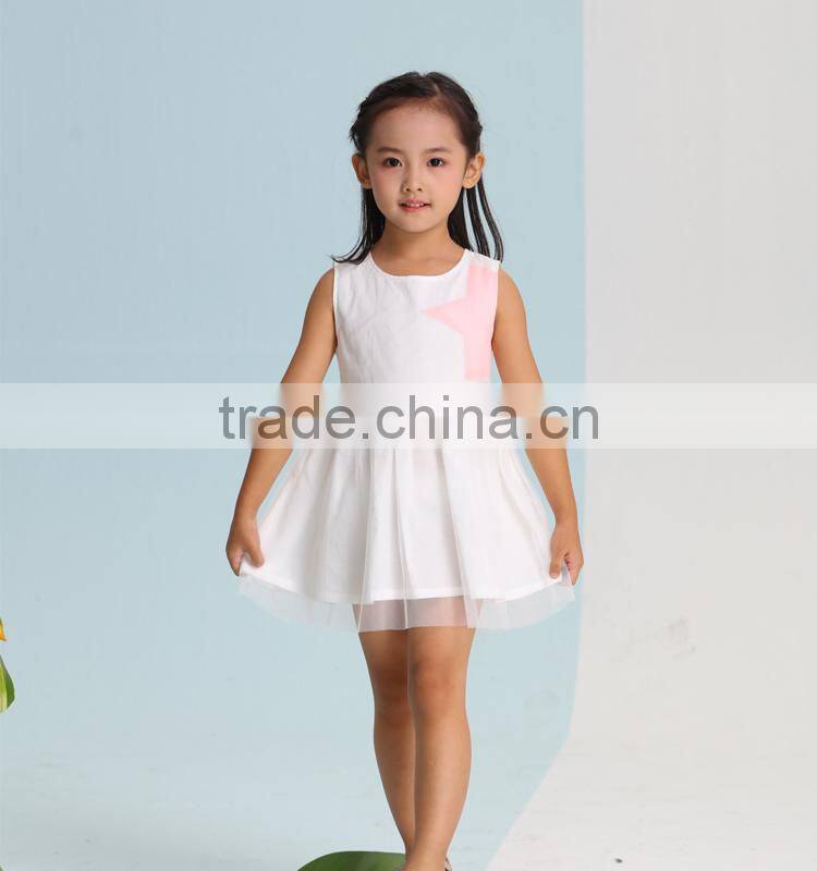 2017 summer new 100%cotton simple design baby girl dress
