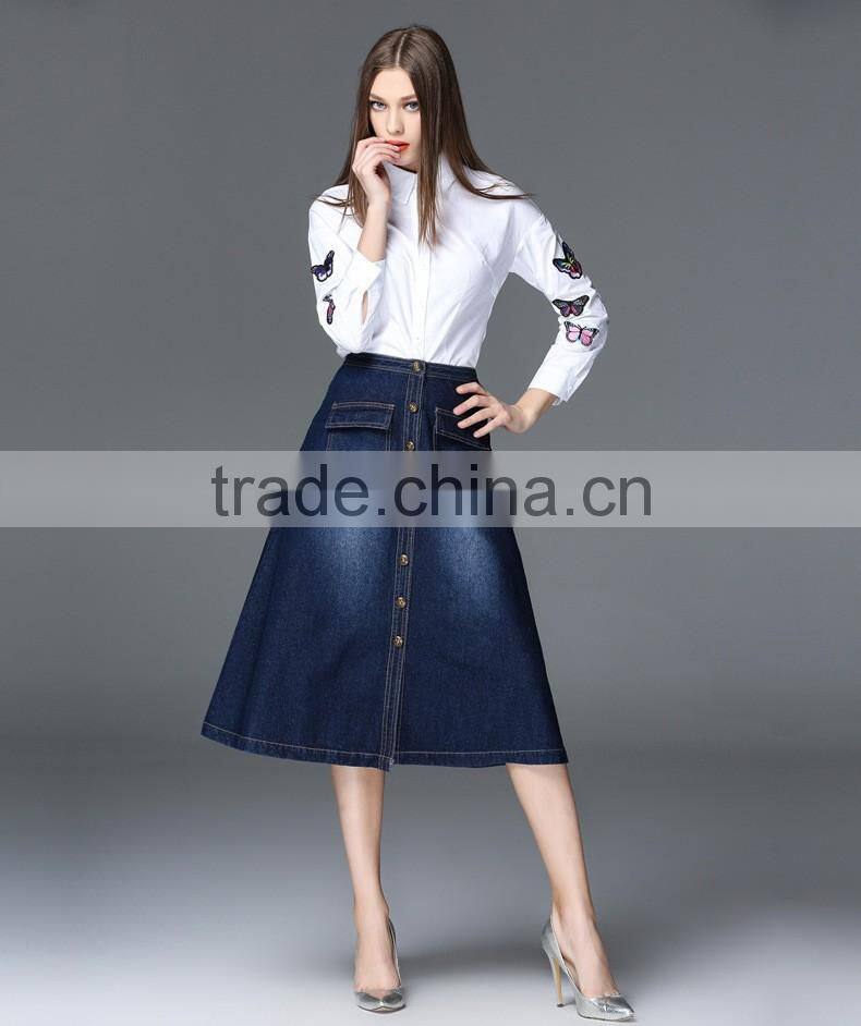 Elegant stylish women long jeans skirts high quality