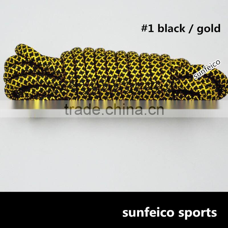 Custom Novelty Round Metallic Gold Bling Rainbow Glitter Shoelace~Fully Gloden Sneakers Laces~Retail Packaging~Amazon Supplier