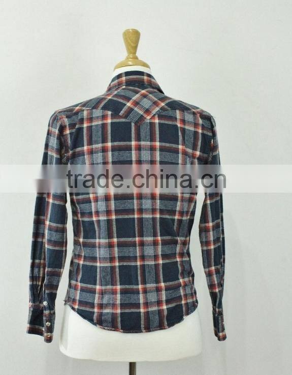 Li Dong Blue Plaid Western Button Front Long Sleeve Shirt Mens