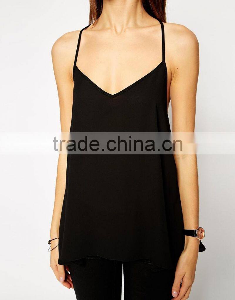 2015 Summer Sexy Backless with Plunge Neckline loose women tank top