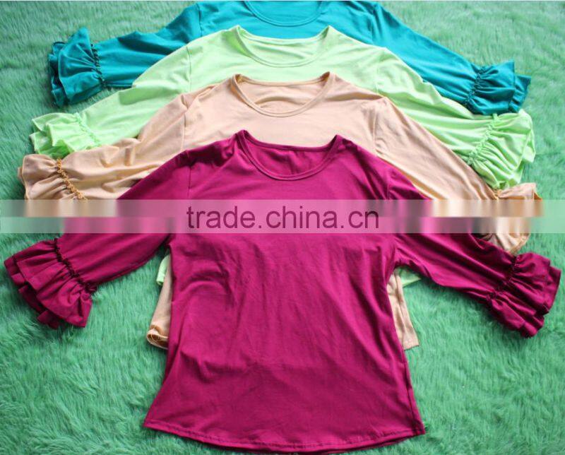 Plus Size Cotton Mom Shirts Solid Color Ruffle Top 3/4 Sleeves Lady Blouse Wholesale Mom Top Spring Summer Women Clothes