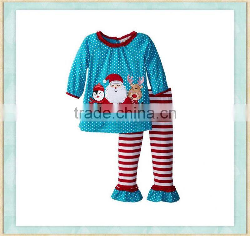wholesale children's boutique outfit christmas new brand stripes clothes girls winter cheap clothing