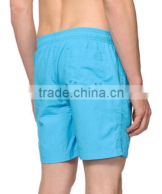 Wholesale poly plain dyed elastic shorts men beach swim men shorts