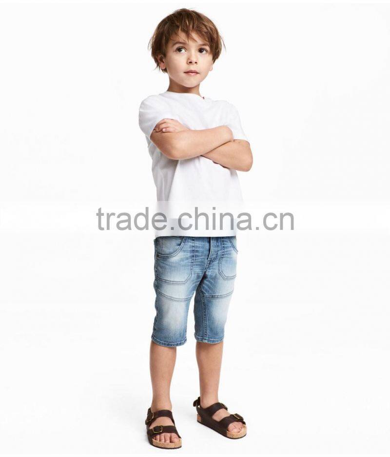 2017 new Summer Children Blue washed boys Tapered Knee-length Denim cargo Shorts