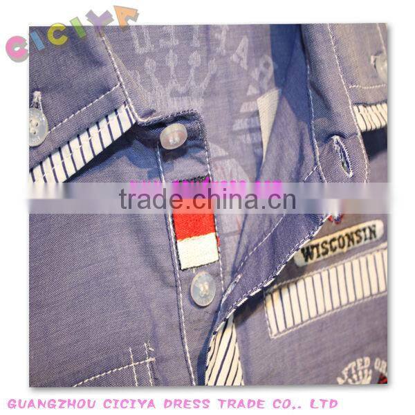 Handsome boys short sleeve design casual shirt for small boys custom wholesale