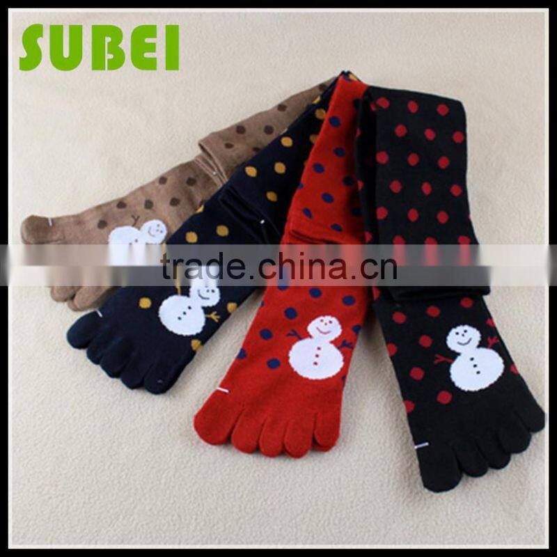 Warm Christmas stockings,Their five fingers wool mixed high boots socks