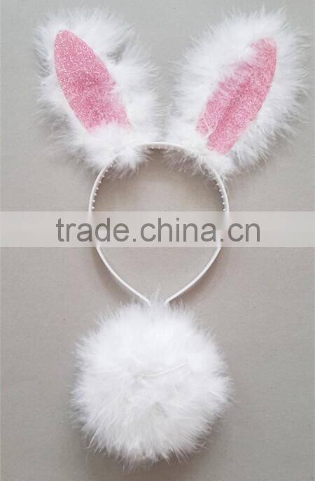 White Feather Bunny Headband For Kids' Party Decoration easter bunny headband kids animal ear headband