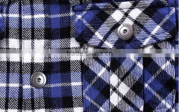 children's fashion thick keep warm long sleeve brushed apron check shirt with two pockets