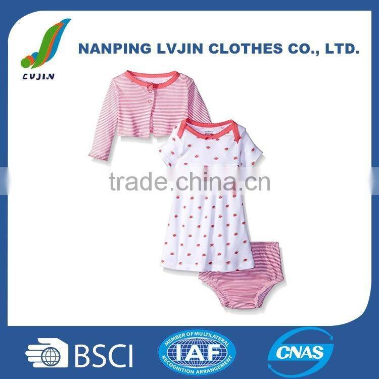 100% Cotton Baby Girls' Cardigan and Dress Set