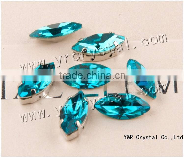 Navette crystal fancy stone 5*10mm,7*15mm, 9*18mm blue zircon crystal rhinestone