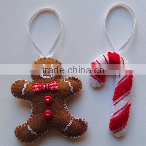 Handmade Felt Christmas Tree Decoration With Candy Cane & Gingerbread Men