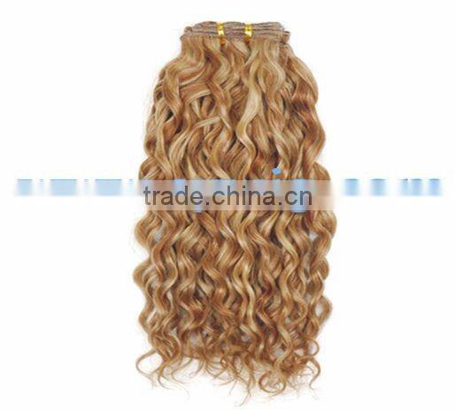 Machine made remy weft hair extensions/water wave human weaving hair extension