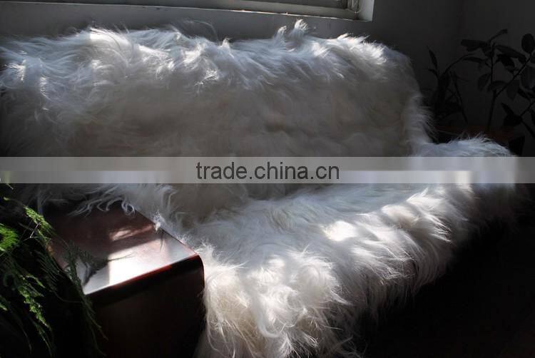 YR605 Genuine home textile real goat fur blanket customized sizes