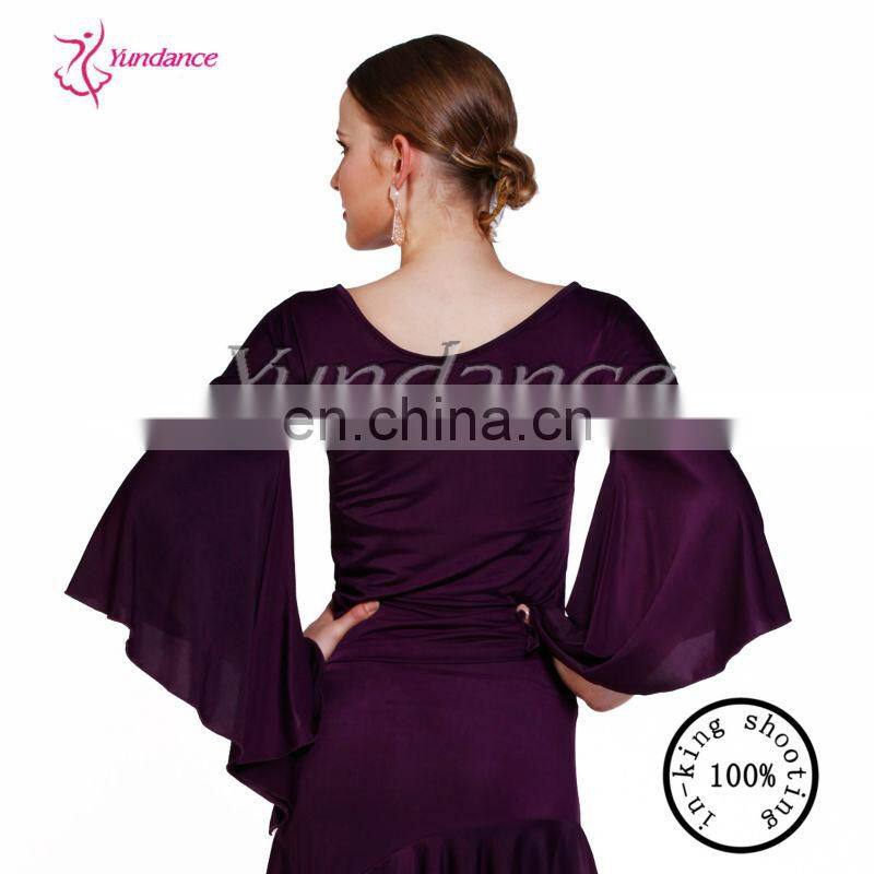 AB015 2014 High Quality Polyester Sexy Dance Shirt Brown