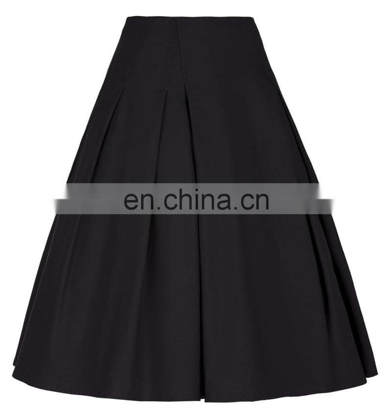 Grace Karin Women Solid Color High Stretchy Vintage Retro A-Line Short Black Skirt CL010451-1