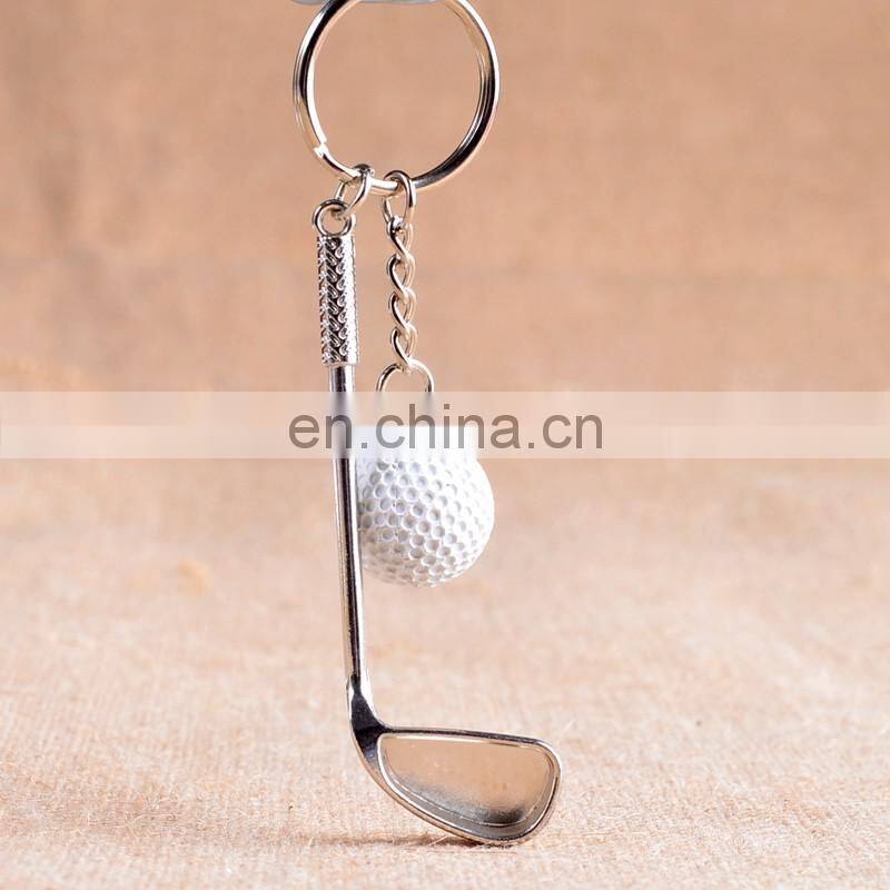 custom sport key holder golf keyring metal 3d mini golf ball keychain for golf club professional game gifts