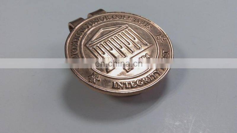 Custom American style hat clip in die cast process and shiny copper plating