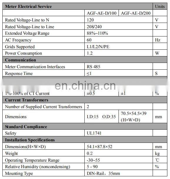 Acrel AGF-AE-D/200 PV/Solar inverter energy meter